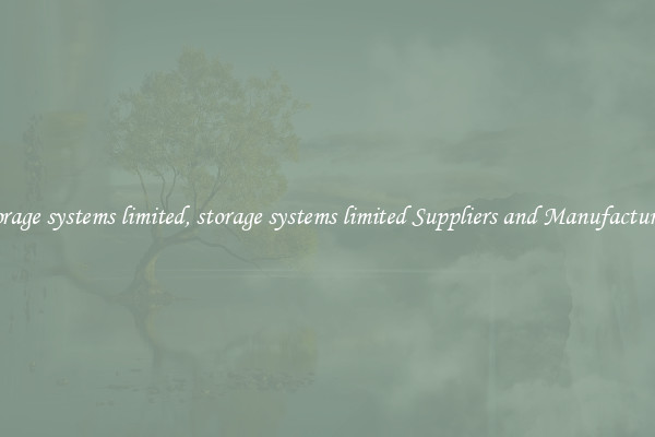 storage systems limited, storage systems limited Suppliers and Manufacturers