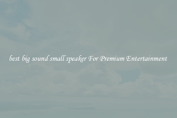 best big sound small speaker For Premium Entertainment 