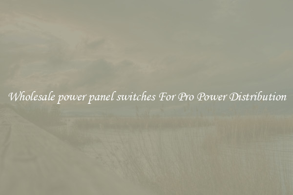 Wholesale power panel switches For Pro Power Distribution