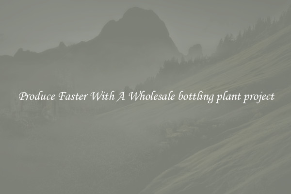 Produce Faster With A Wholesale bottling plant project