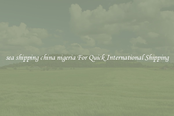 sea shipping china nigeria For Quick International Shipping