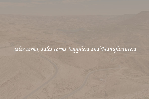 sales terms, sales terms Suppliers and Manufacturers