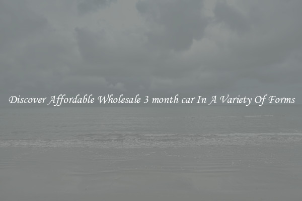 Discover Affordable Wholesale 3 month car In A Variety Of Forms